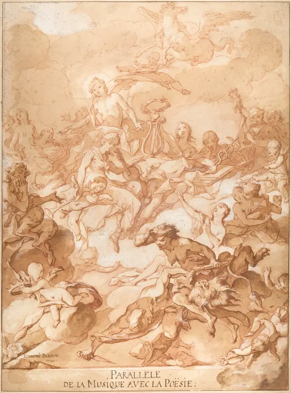 An Allegory Comparing Music and Poetry Wall Art by Michel François Dandré-Bardon - High-Resolution Digital Print