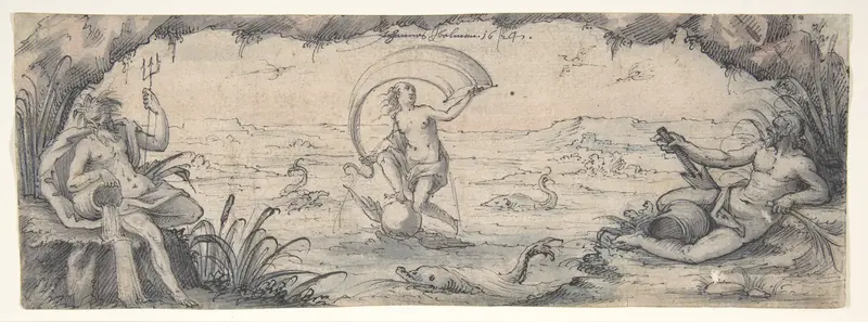 An Allegory of Fortune with Two River Gods Wall Art by Hans Jakob Ebelmann - High-Resolution Digital Print