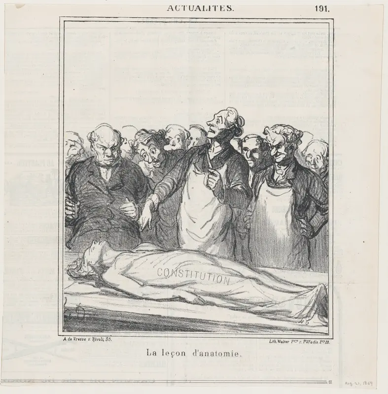 An anatomy lesson, from 'News of the day,' published in Le Charivari, August 21, 1869 Wall Art by Honoré Daumier - High-Resolution Digital Print