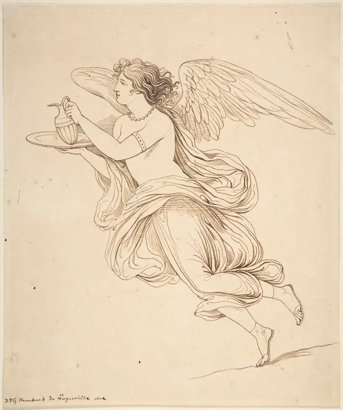 An Angel Holding a Carafe on a Plate Wall Art by David-Pierre Giottino Humbert de Superville - High-Resolution Digital Print