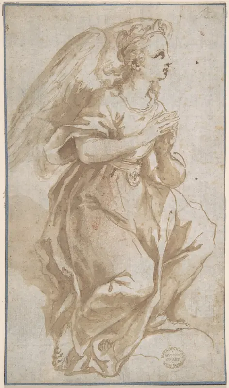 An Angel in Adoration Wall Art by Anonymous, Italian, Roman-Bolognese, 17th century - High-Resolution Digital Print