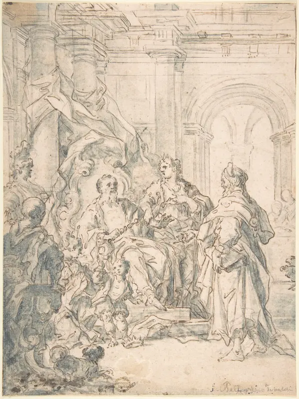 An Audience (recto); Sketch of a nude woman (verso) Wall Art by Anonymous, Italian, Roman-Bolognese, 17th century - High-Resolution Digital Print
