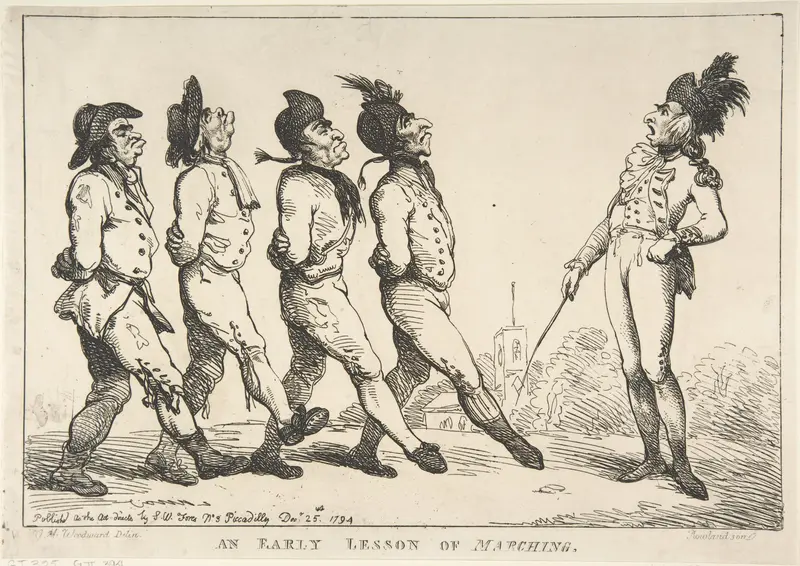 An Early Lesson of Marching Wall Art by Thomas Rowlandson - High-Resolution Digital Print