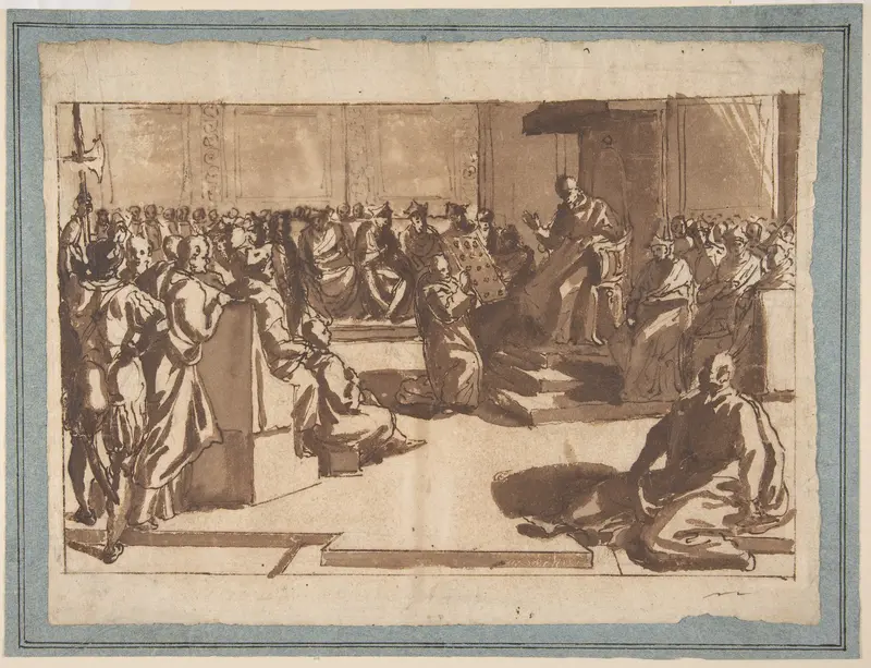 An Ecclesiastic (Pope?) Blessing a Book before the Sacred College Wall Art by Cesare Nebbia - High-Resolution Digital Print