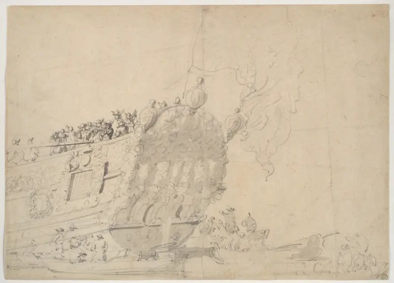 An English Royal Yacht Wall Art by Willem van de Velde I - High-Resolution Digital Print