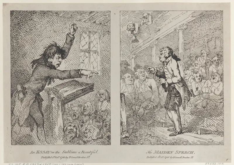 An Essay on the Sublime & Beautiful; The Maiden Speech Wall Art by Thomas Rowlandson - High-Resolution Digital Print