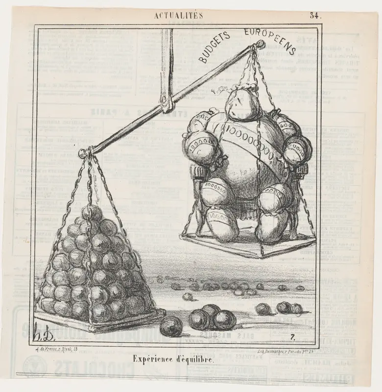 An experience with equilibrium, from 'News of the day,' published in "Le Charivari" Wall Art by Honoré Daumier - High-Resolution Digital Print