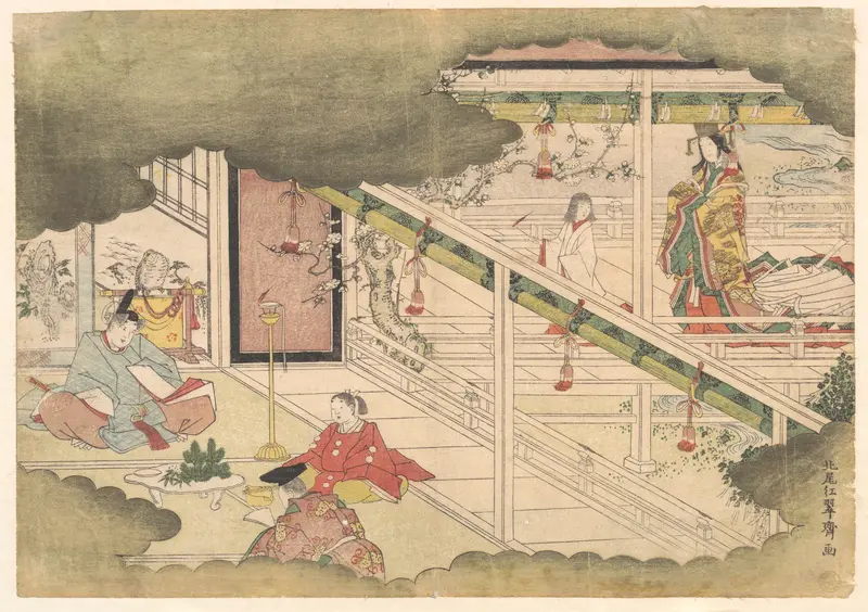 An Incident from the Tales of Ise (Ise Monogatari) Wall Art by Kitao Shigemasa - High-Resolution Digital Print