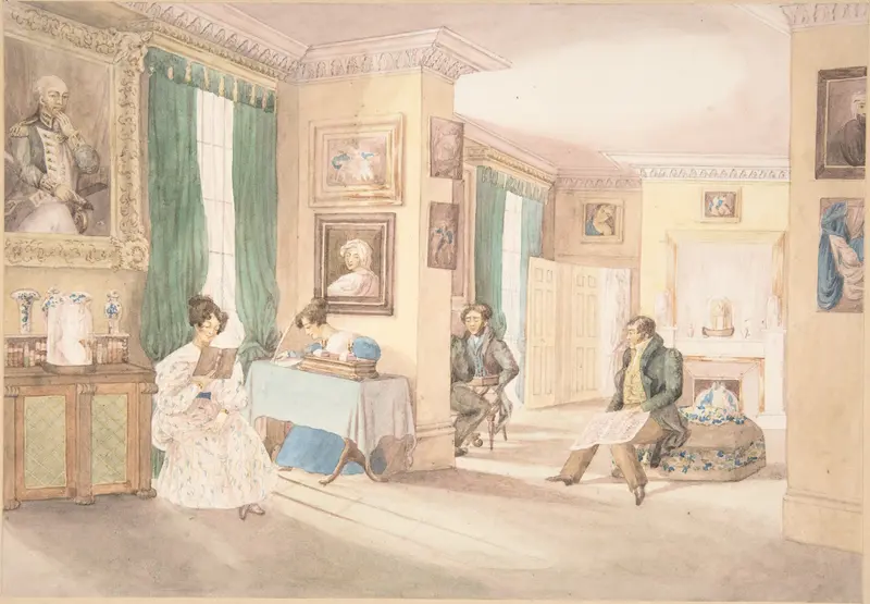 An interior at Hatton, Warwickshire Wall Art by Granddaughters of Dr. Samuel Parr - High-Resolution Digital Print