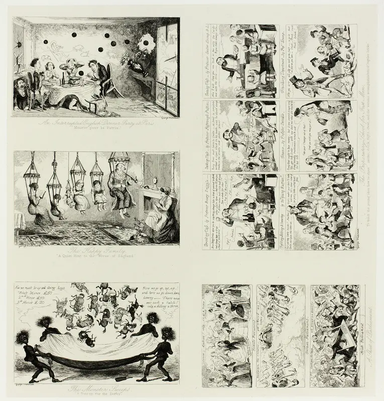 An Interrupted English Dinner Party at Paris from George Cruikshank's Steel Etchings to The Comic Almanacks: 1835-1853 (top left) Wall Art by George Cruikshank - High-Resolution Digital Print