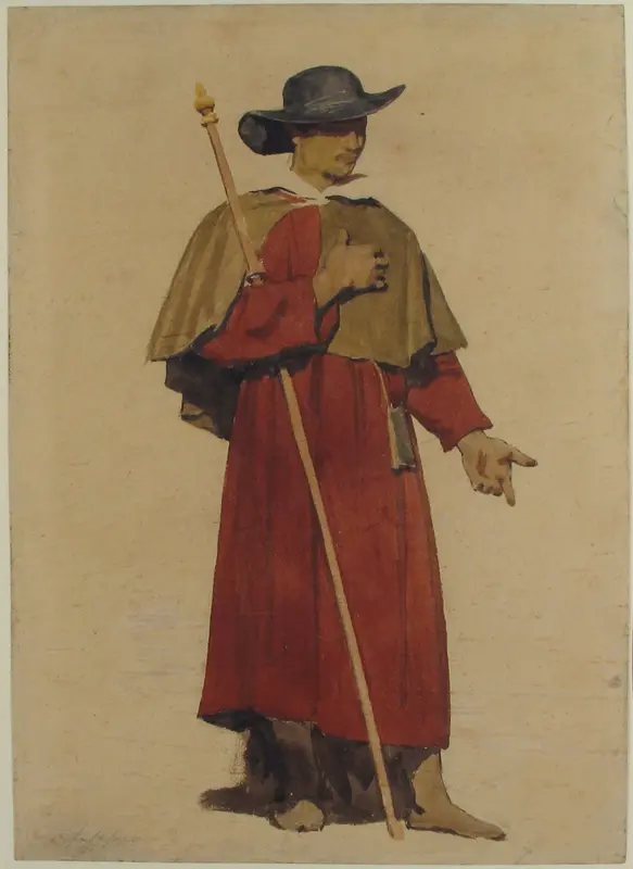 An Italian Pilgrim Wall Art by Dominique-Ferréol-Louis Papety - High-Resolution Digital Print