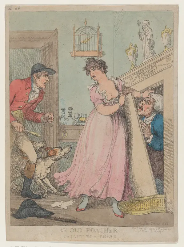 An Old Poacher Caught in a Snare Wall Art by Thomas Rowlandson - High-Resolution Digital Print