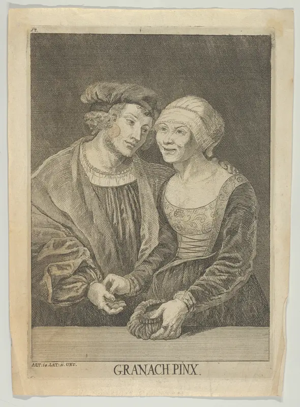 An Old Woman and a Young Man Wall Art by Lucas Cranach the Elder - High-Resolution Digital Print