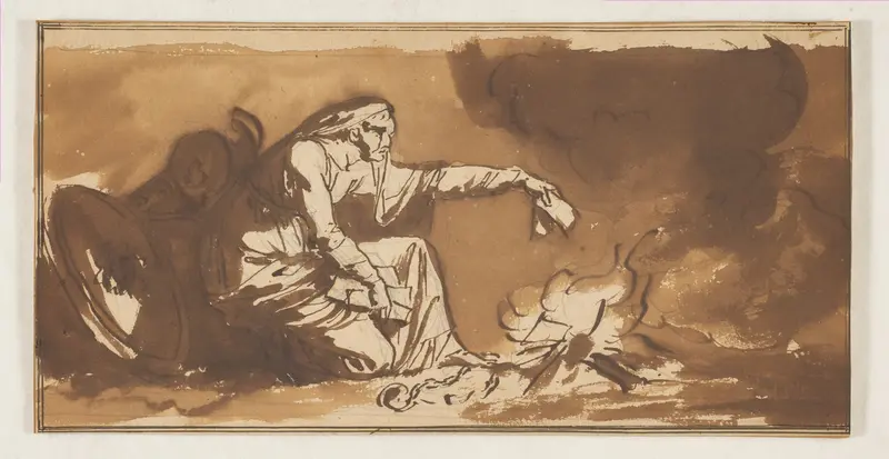 An Old Woman Burning Papers Wall Art by Nicolai Abraham Abildgaard - High-Resolution Digital Print