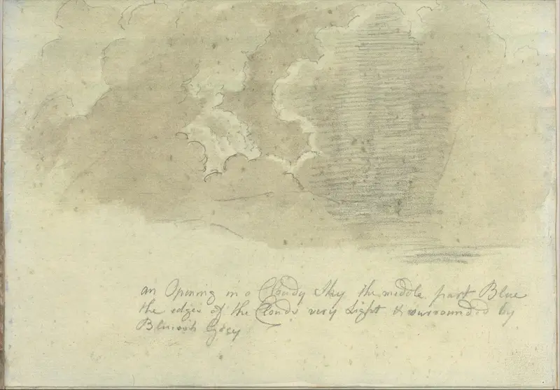 An Opening in a Cloudy Sky (Smaller Italian sketchbook, leaf 13 recto) Wall Art by Joseph Wright (Wright of Derby) - High-Resolution Digital Print