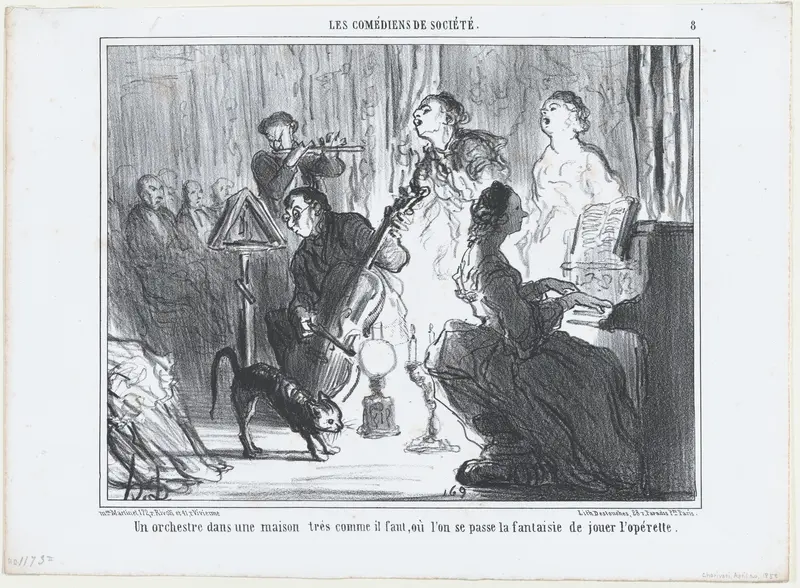 An Orchestra in a Fashionable Residence; plate 8 from the series, Les Comédiens de Société, published in "Le Charivari"