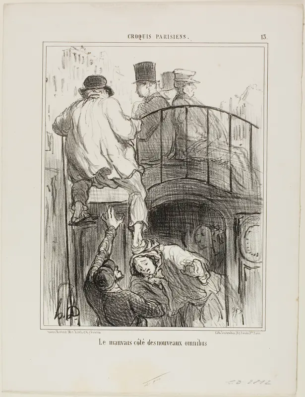 An Unpleasant Aspect of the New Type of Omnibus, plate 13 from Croquis Parisiens