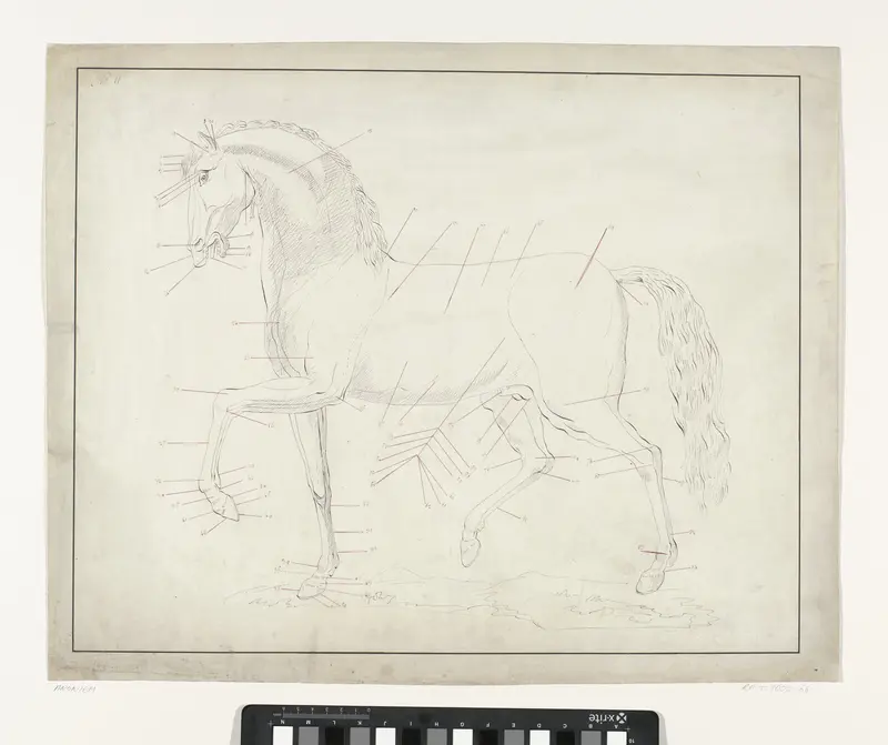 Anatomische studie van een paard in profiel naar links Wall Art by anonymous - High-Resolution Digital Print