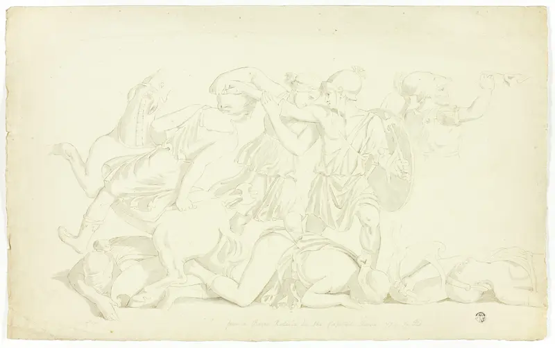Ancient Bas-Relief with Battle of the Amazons Wall Art by John Downman - High-Resolution Digital Print
