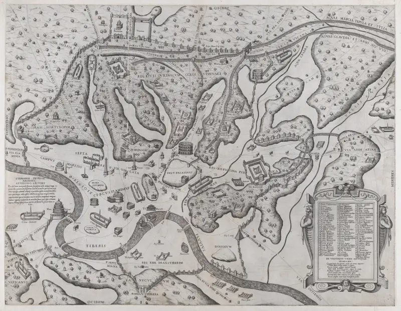 Ancient Rome and its Hills, from the West, from "Speculum Romanae Magnificentiae" Wall Art by Etienne DuPérac - High-Resolution Digital Print