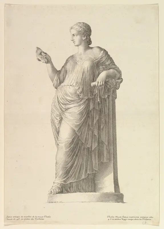 Ancient Statue of the Muse Thalia Wall Art by Claude Mellan - High-Resolution Digital Print