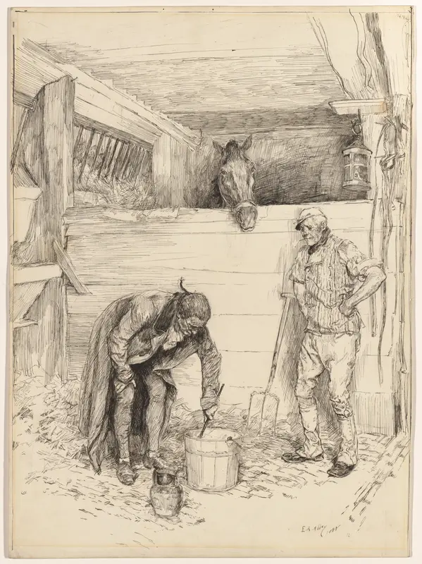 And none knew why he fed them both with his own hands, illustration to "Quince" Wall Art by Edwin Austin Abbey - High-Resolution Digital Print