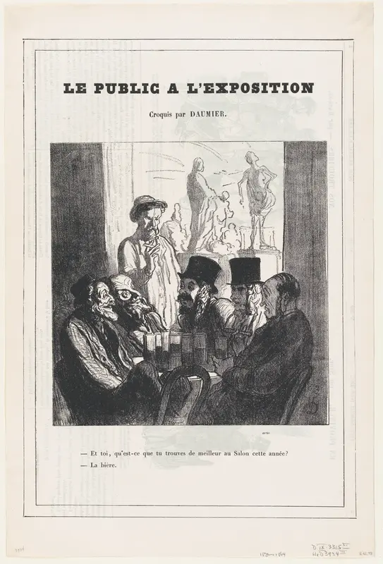 And you, what do you like best at this year's Salon? The beer!, from 'The public at the exhibition,' published in Le Petit Journal pour Rire, June 18, 1864 Wall Art by Honoré Daumier - High-Resolution Digital Print