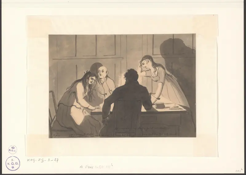 Andriessen met een man en twee vrouwen bestuderen de theorieën van Franz Joseph Gall Wall Art by Christiaan Andriessen - High-Resolution Digital Print