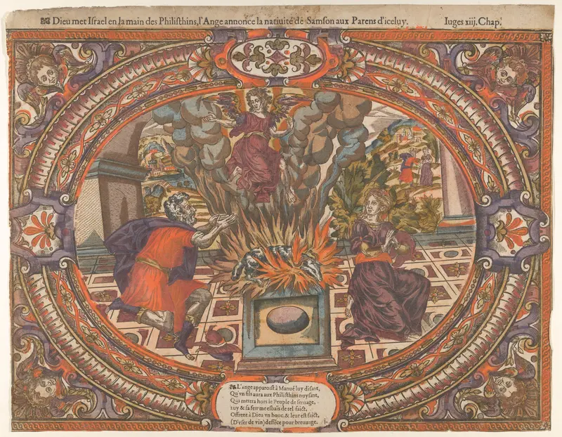Angel announcing the Birth of Samson, from "The Story of Samson" Wall Art by Anonymous, French, 16th century - High-Resolution Digital Print