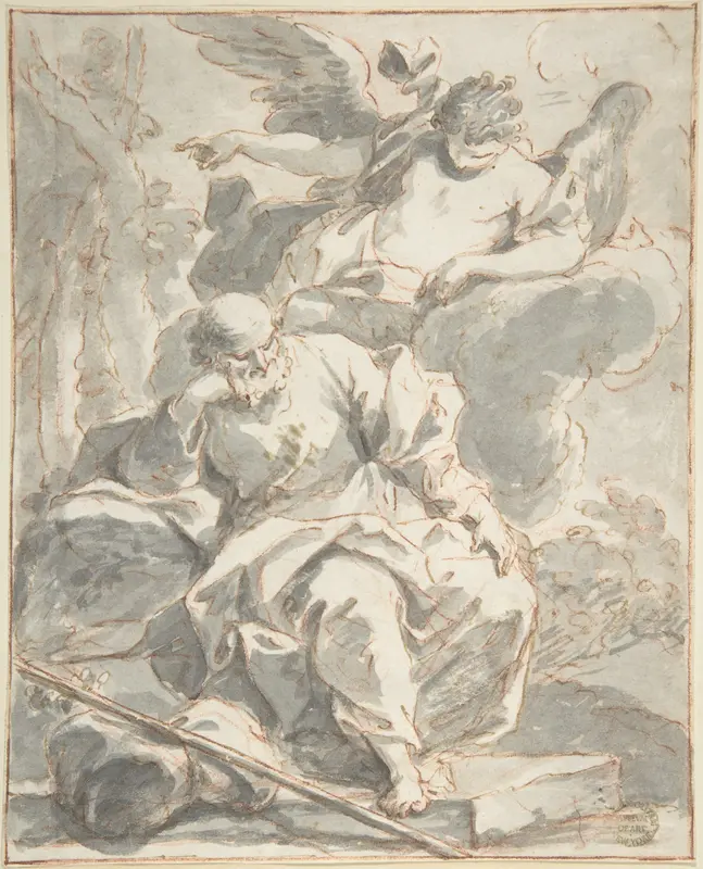 Angel Appearing to an Old Man Wall Art by Anonymous, Italian, 18th century - High-Resolution Digital Print