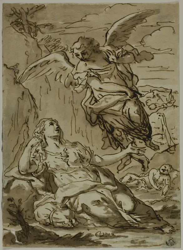Angel Appearing to Hagar in the Wilderness Wall Art by Pietro Gualla - High-Resolution Digital Print