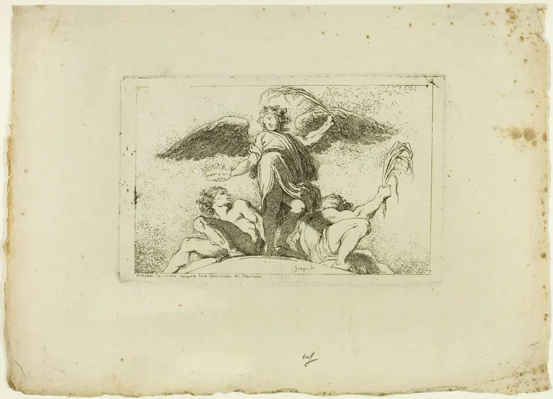 Angel Holding a Palm and a Crown Wall Art by Jean Honoré Fragonard - High-Resolution Digital Print