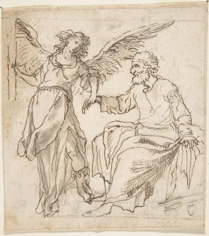 Angel Leading Saint Peter out of Prison (?) Wall Art by Anonymous, Spanish, School of Seville, 17th century - High-Resolution Digital Print