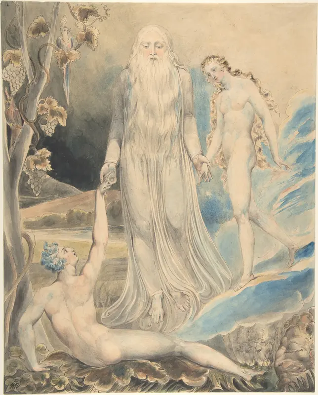 Angel of the Divine Presence Bringing Eve to Adam (The Creation of Eve: "And She Shall be Called Woman) (recto); Sketch for the same (verso) Wall Art by William Blake - High-Resolution Digital Print