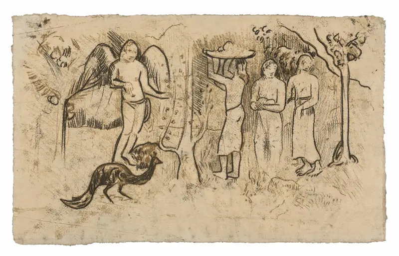 Angel, Peacock, and Three Tahitians