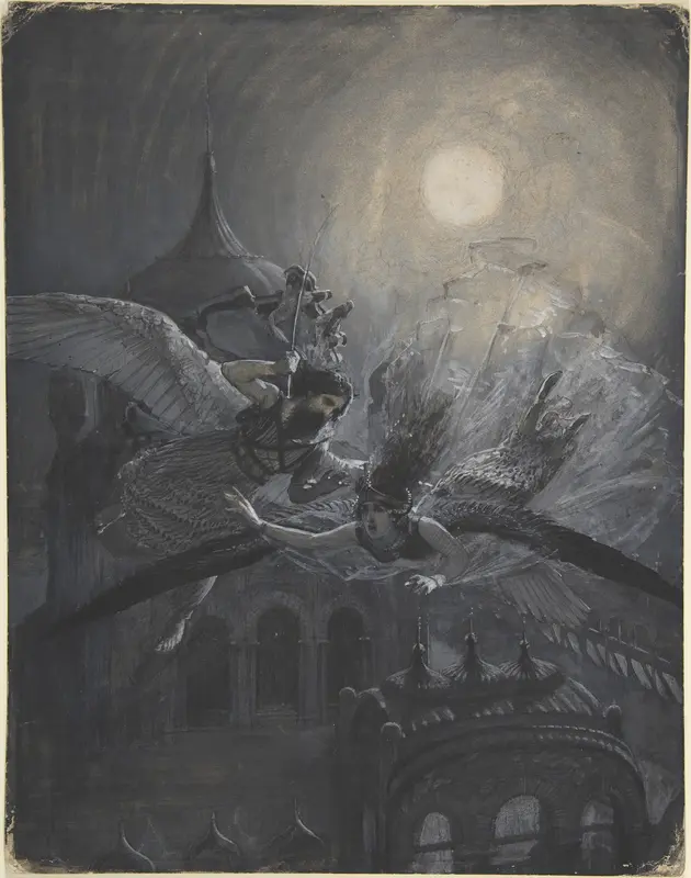 Angel Scourging a Harpy (recto); Athletic Scene (verso) Wall Art by Anonymous, British, 19th century - High-Resolution Digital Print