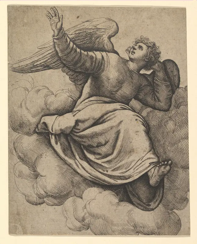 Angel Seated on a Cloud Wall Art by Battista Franco - High-Resolution Digital Print