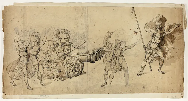 Angelic Artillery (recto); Battle Scene (verso) Wall Art by Unknown artist - High-Resolution Digital Print