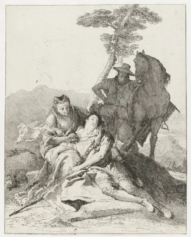 Angelica geneest de wond van Medoro Wall Art by Giovanni Domenico Tiepolo - High-Resolution Digital Print