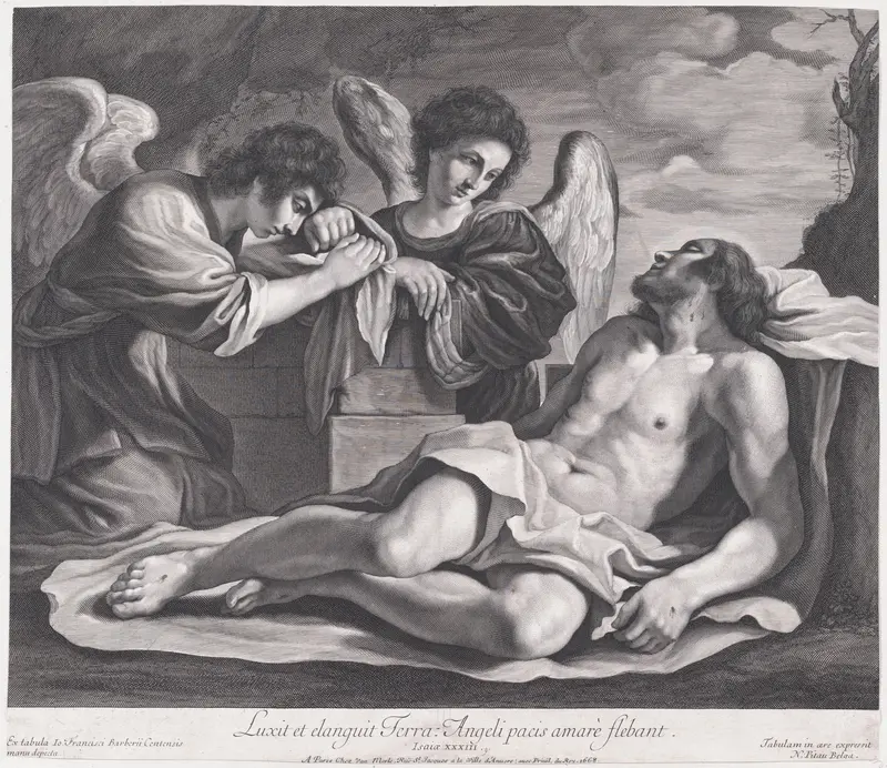 Angels Mourning over the Dead Christ Wall Art by Nicolas Pitau - High-Resolution Digital Print