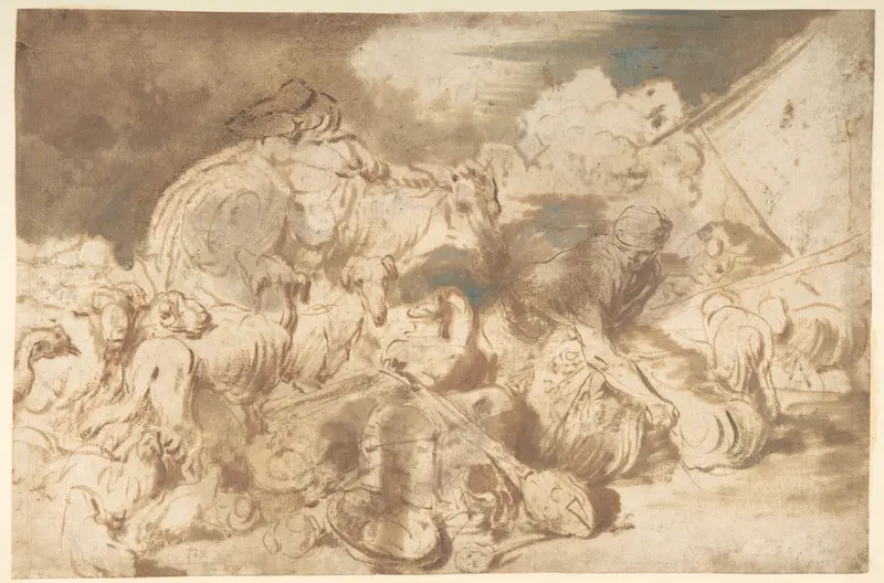 Animals and Figures before the Ark