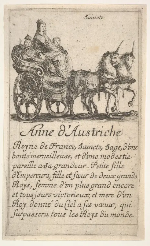 Anne d'Austrische, from "The Game of Queens" (Le Jeu des Reines Renommées) Wall Art by Stefano della Bella - High-Resolution Digital Print