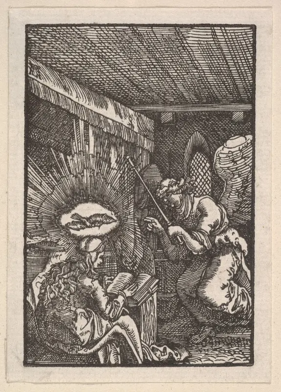Annunciation, from "The Fall and Salvation of Mankind Through the Life and Passion of Christ" Wall Art by Albrecht Altdorfer - High-Resolution Digital Print