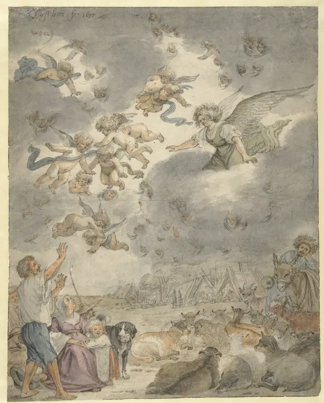 Annunciation to the Shepherds Wall Art by Cornelis Saftleven - High-Resolution Digital Print
