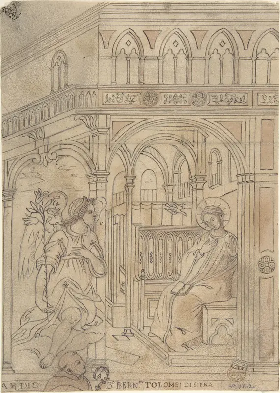 Annunciation with Beato Bernardo Tolomei di Siena Wall Art by Anonymous, Italian, 19th century - High-Resolution Digital Print