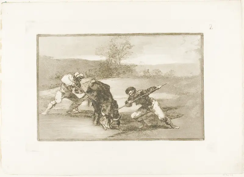 Another way of hunting on foot, plate two from The Art of Bullfighting