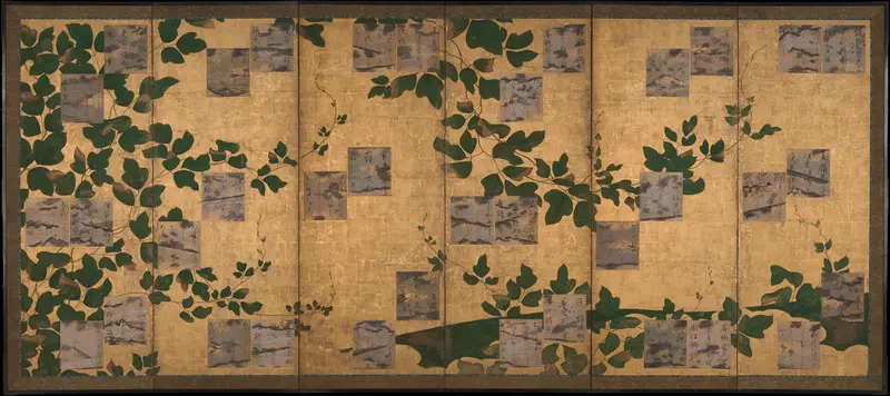 Anthology of Japanese and Chinese Poems (Wakan rōeishū) with Underpainting of Arrowroot Vines