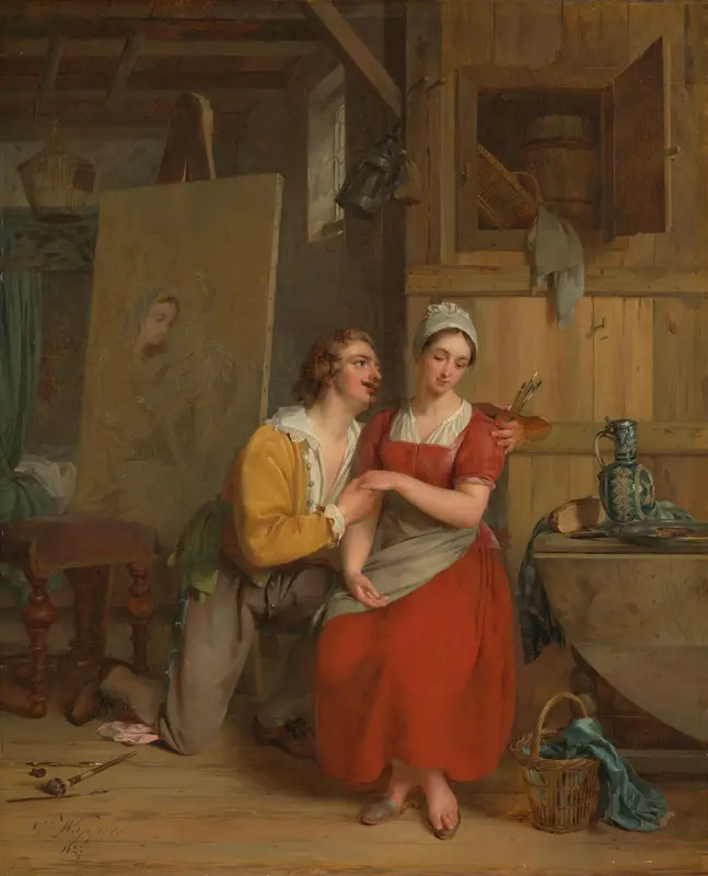 Anthony van Dyck wooing his Model Wall Art by Gustave Wappers - High-Resolution Digital Print