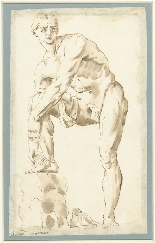 Antiek beeld van de Sandalenbinder Wall Art by Giovanni Battista Tiepolo - High-Resolution Digital Print