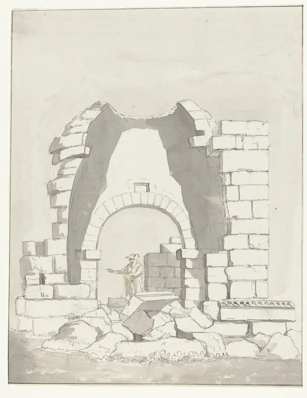 Antieke tempel binnen de vestingmuren van de oude stad Manduria Wall Art by Louis Ducros - High-Resolution Digital Print